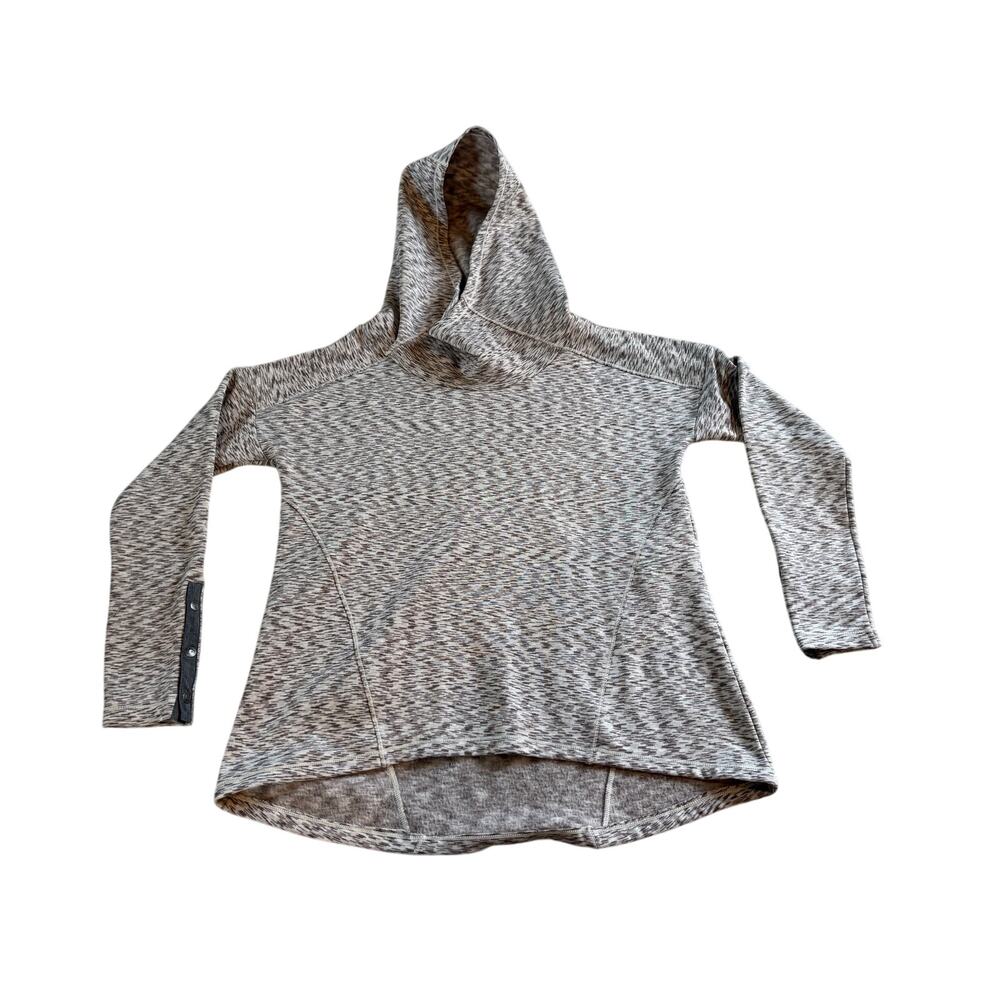 Avalanche Womens Medium Space Dye Fleece Hoodie Snap Cuff High Low Hem Gray